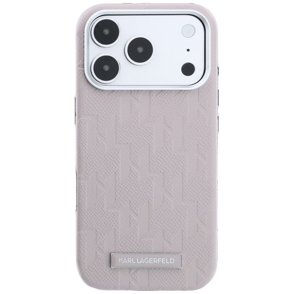 Karl Lagerfeld „Grained Mono Resin Logo“ MagSafe apvalks iPhone 18 Pro Max / 17 Pro Max, rozā krāsā