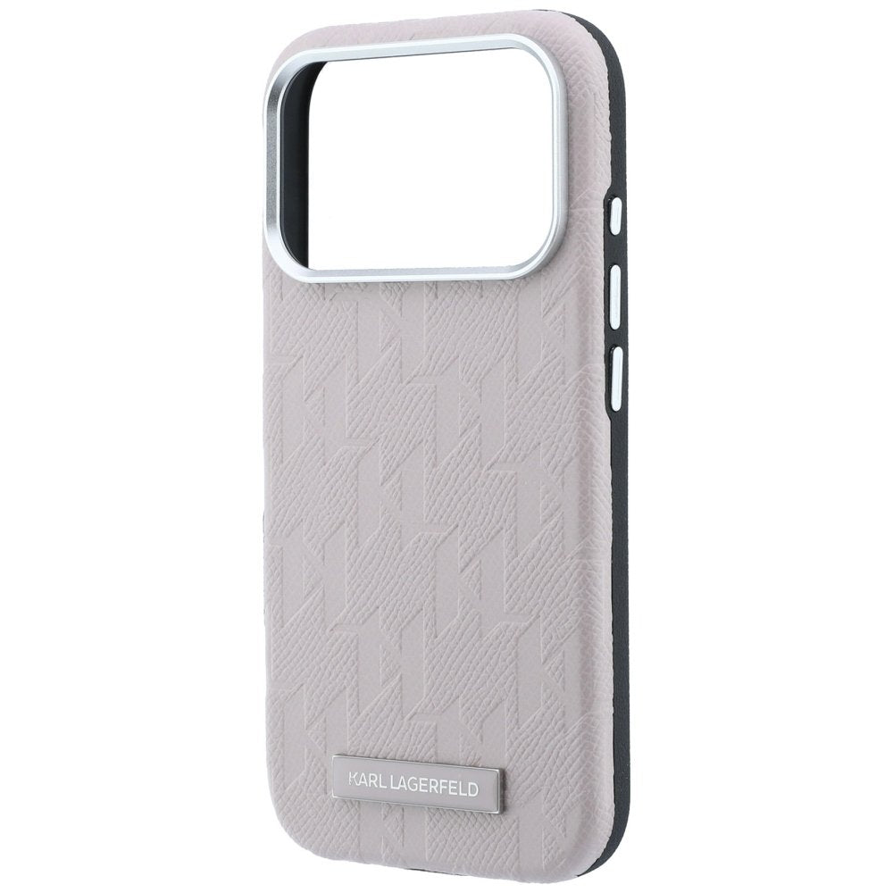 Karl Lagerfeld „Grained Mono Resin Logo“ MagSafe apvalks iPhone 18 Pro Max / 17 Pro Max, rozā krāsā