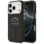 Karl Lagerfeld reljefais atvērtais gredzens ar RSG logotipu un MagSafe funkciju iPhone 18 Pro / 17 Pro, melns