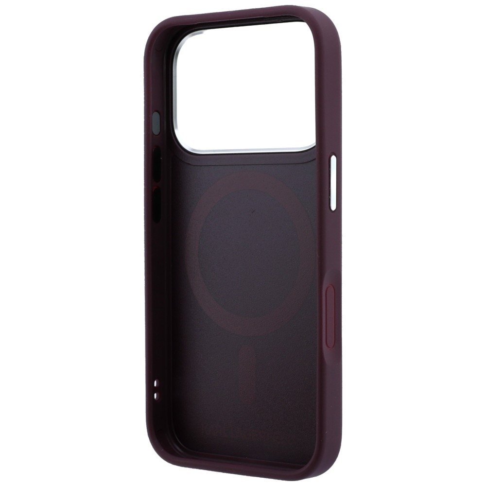 Karl Lagerfeld reljefais atvērtais gredzens ar RSG logotipu un MagSafe funkciju iPhone 18 Pro / 17 Pro vāciņš, bordo krāsā