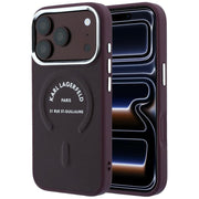 Karl Lagerfeld reljefais atvērtais gredzens ar RSG logotipu un MagSafe funkciju iPhone 18 Pro Max / 17 Pro Max vīna sarkanā krāsā