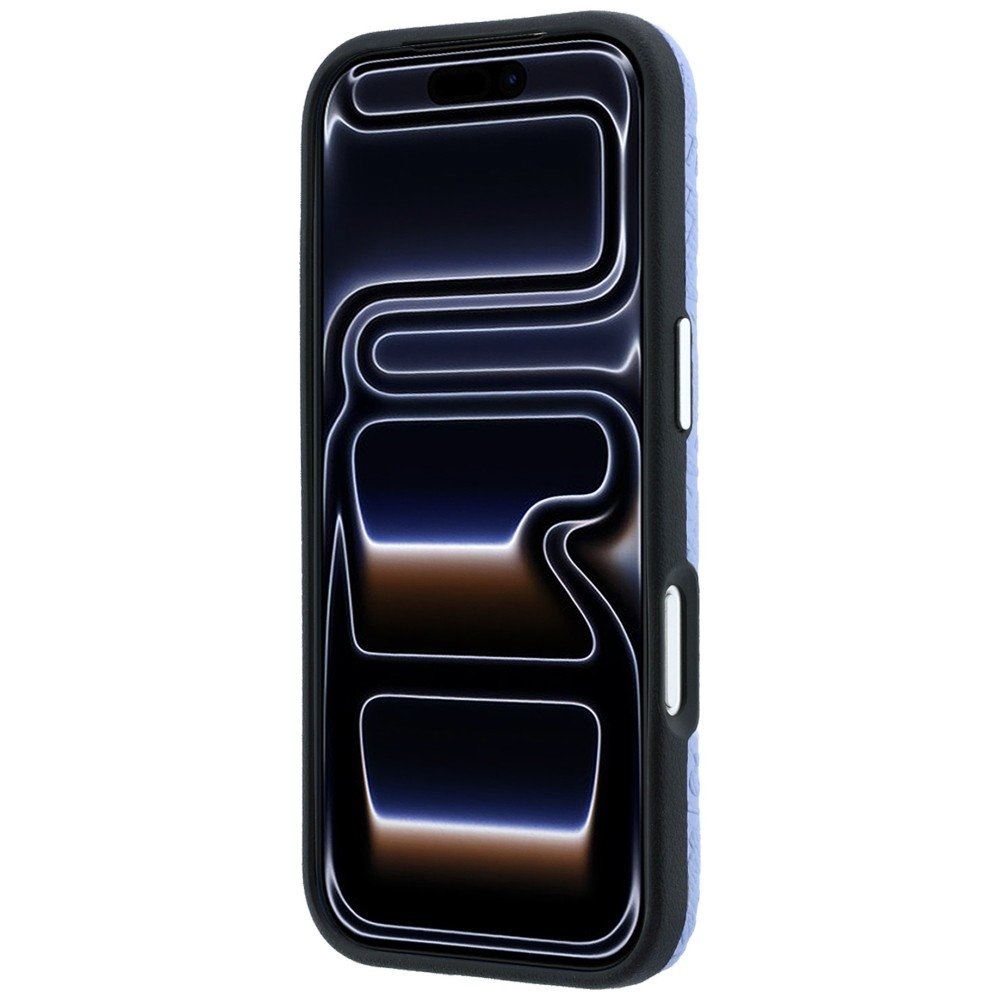 Karl Lagerfeld metāla, garena MagSafe apvalks ar visā virsmā izvietotu logotipu un teksturētu apdari iPhone 18 Pro Max / 17 Pro Max, zils