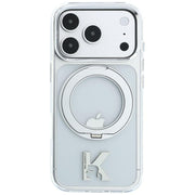 Karl Lagerfeld IML Ring Stand 360 Kameo metāla MagSafe apvalks iPhone 18 Pro / 17 Pro, caurspīdīgs