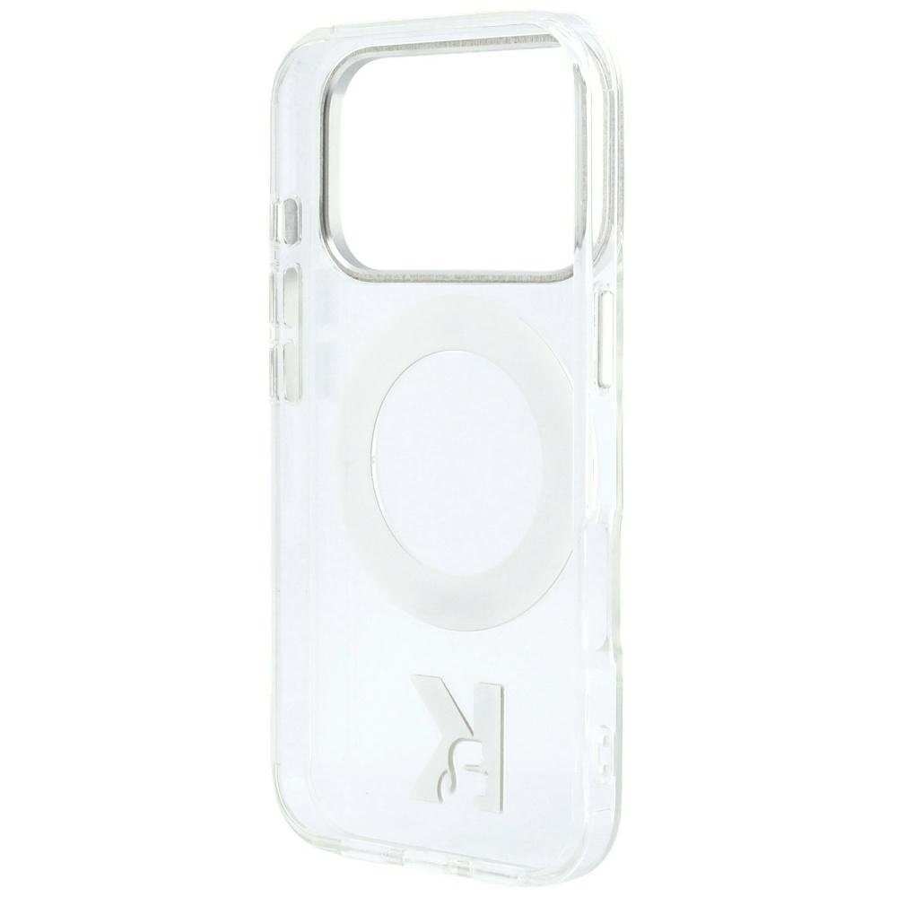 Karl Lagerfeld IML Ring Stand 360 Kameo metāla MagSafe apvalks iPhone 18 Pro / 17 Pro, caurspīdīgs