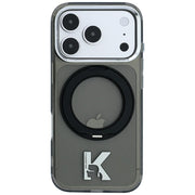 Karl Lagerfeld IML Ring Stand 360 Kameo metāla MagSafe apvalks iPhone 18 Pro Max / 17 Pro Max, melns