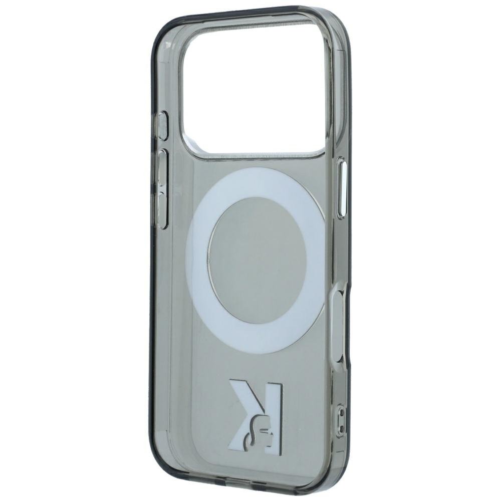 Karl Lagerfeld IML Ring Stand 360 Kameo metāla MagSafe apvalks iPhone 18 Pro Max / 17 Pro Max, melns