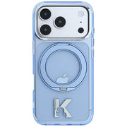 Karl Lagerfeld IML Ring Stand 360 Kameo metāla MagSafe apvalks iPhone 18 Pro / 17 Pro, zils