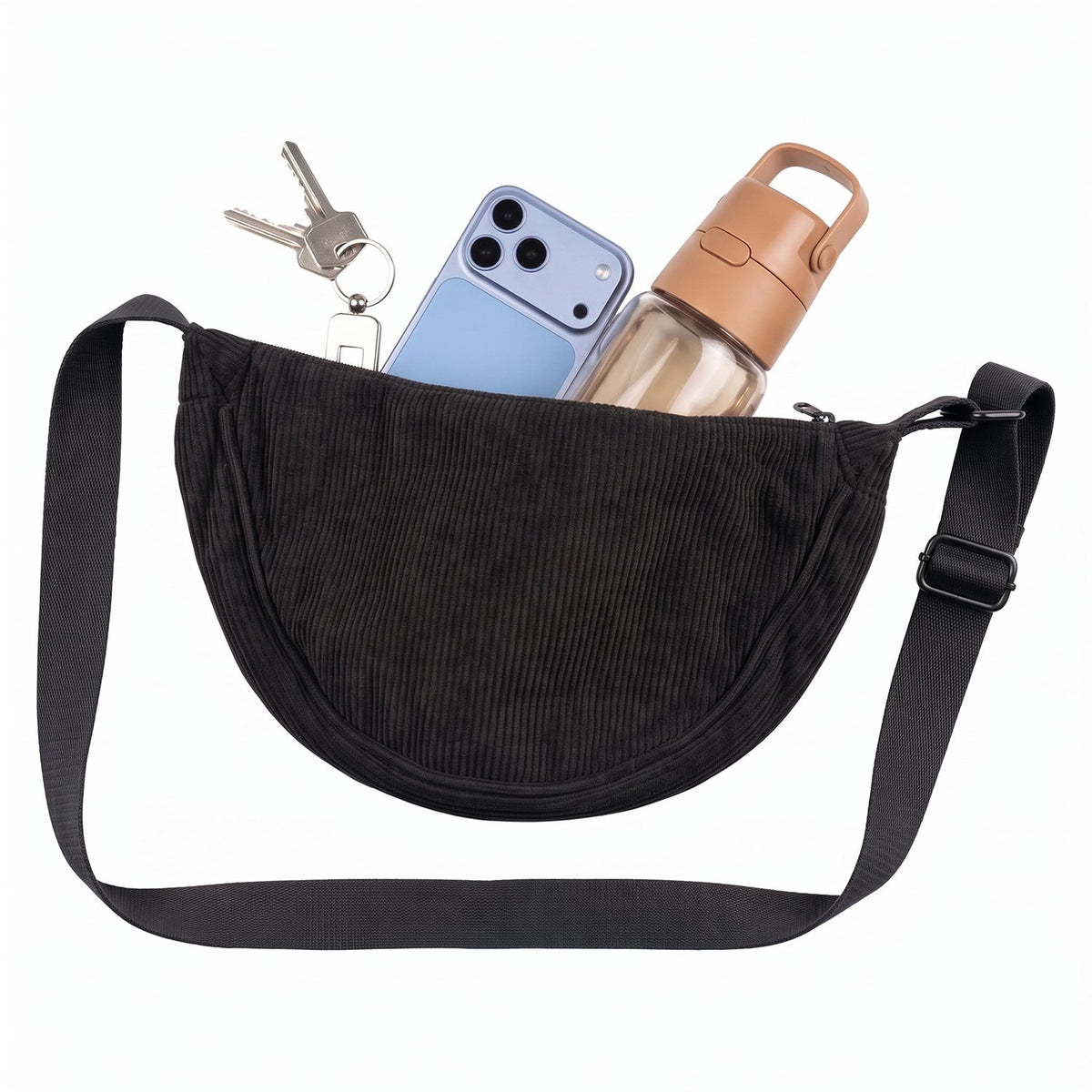 Universālā velveta „Moon Bag“ soma, melna