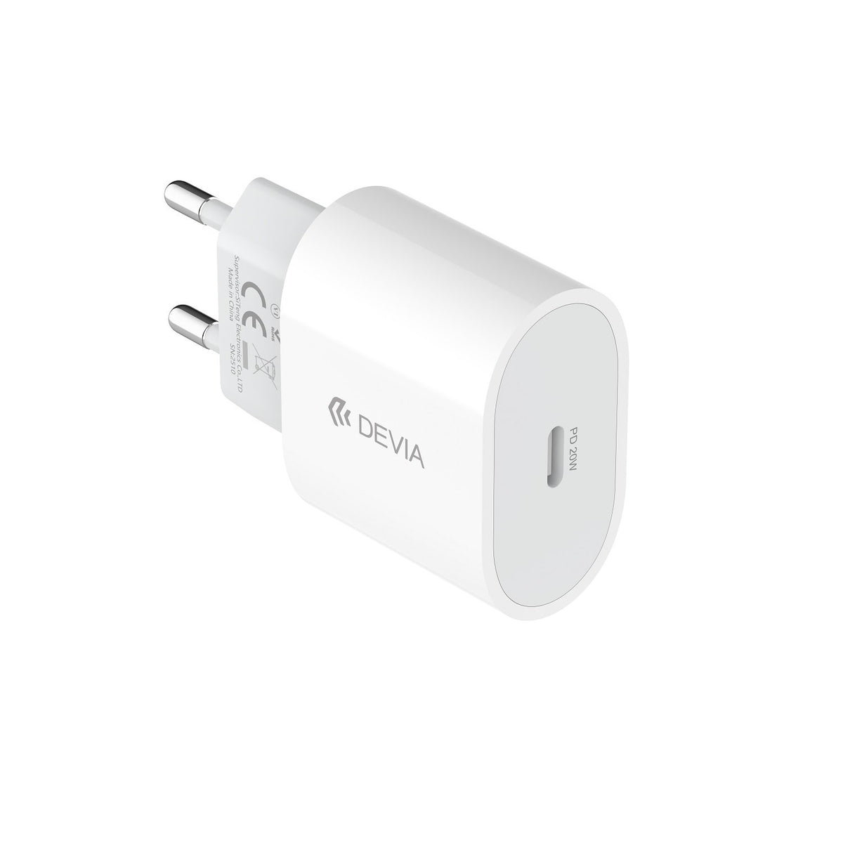 Devia sienas lādētājs Rocket PD QC 20 W, 1x USB-C, balts