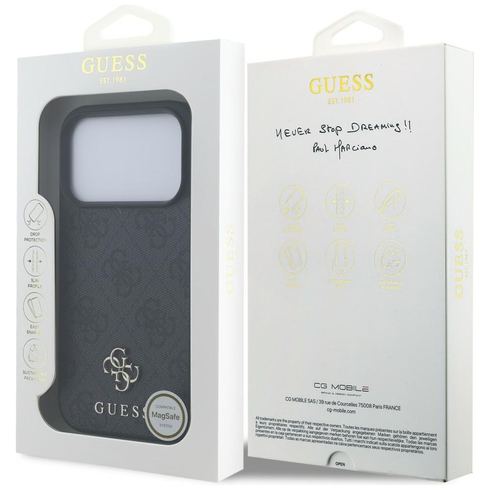 Guess 4G Small Classic Logo MagSafe vāciņš iPhone 18 Pro / 17 Pro, melns