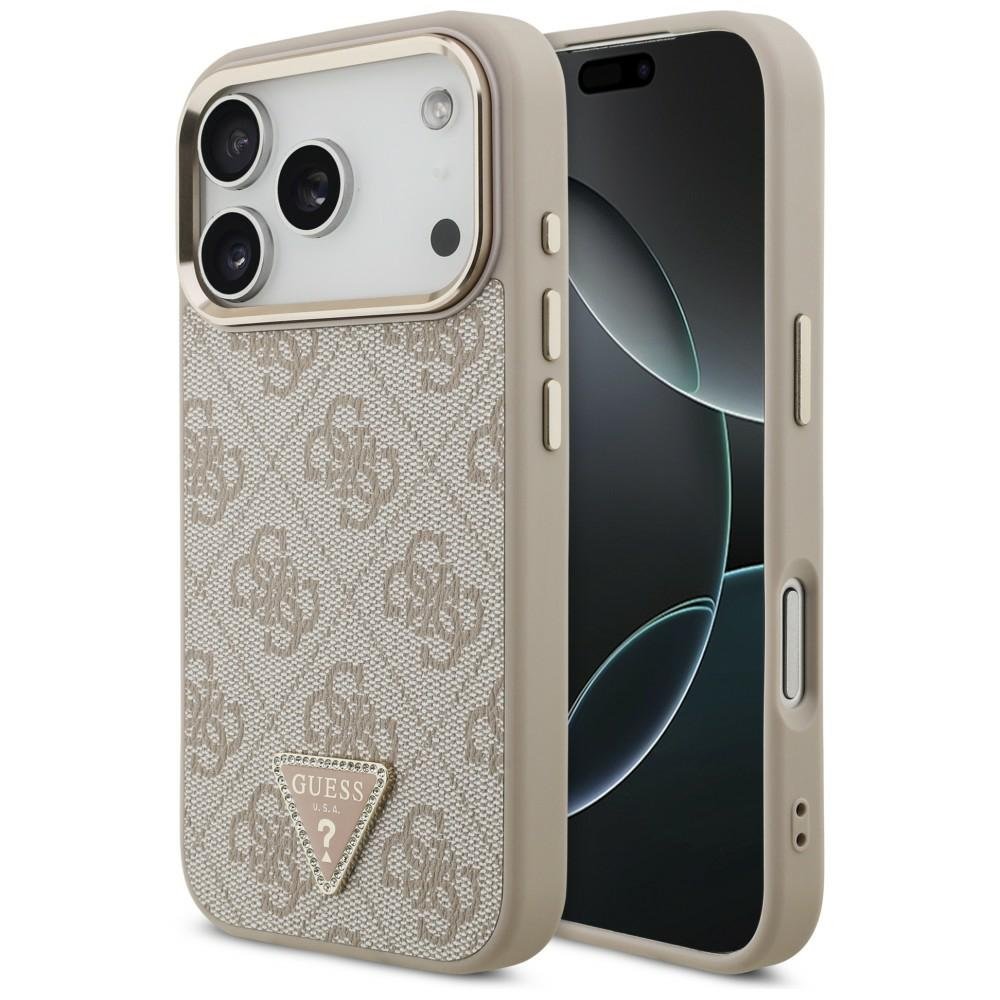 Guess 4G trīsstūra logotipa MagSafe vāciņš iPhone 18 Pro / 17 Pro, rozā zelta krāsā