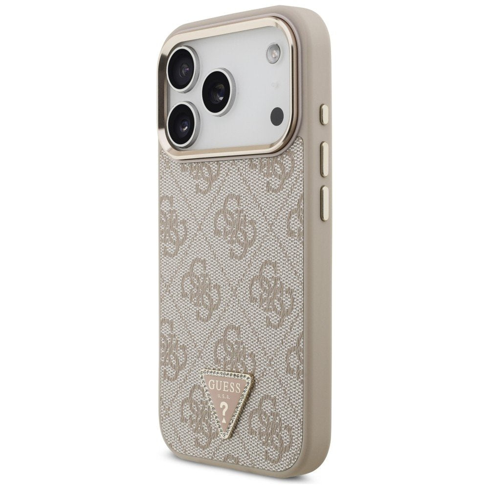 Guess 4G trīsstūra logotipa MagSafe vāciņš iPhone 18 Pro / 17 Pro, rozā zelta krāsā