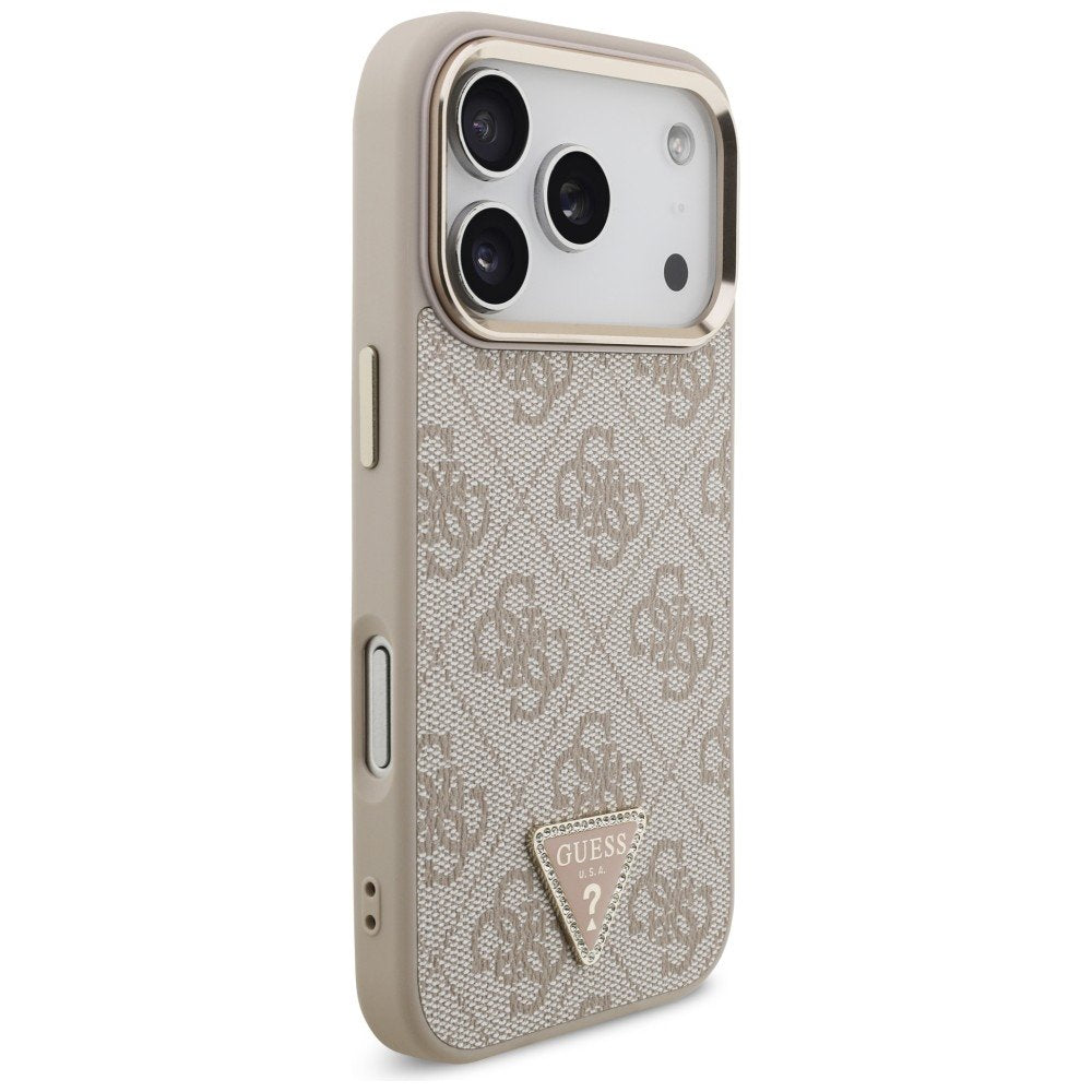 Guess 4G trīsstūra logotipa MagSafe vāciņš iPhone 18 Pro / 17 Pro, rozā zelta krāsā