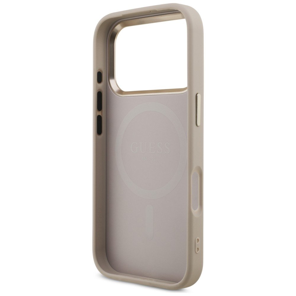 Guess 4G trīsstūra logotipa MagSafe vāciņš iPhone 18 Pro / 17 Pro, rozā zelta krāsā