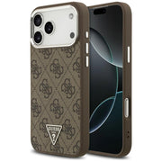Guess 4G trīsstūra logotipa MagSafe vāciņš iPhone 18 Pro Max / 17 Pro Max, brūns un sudraba krāsā