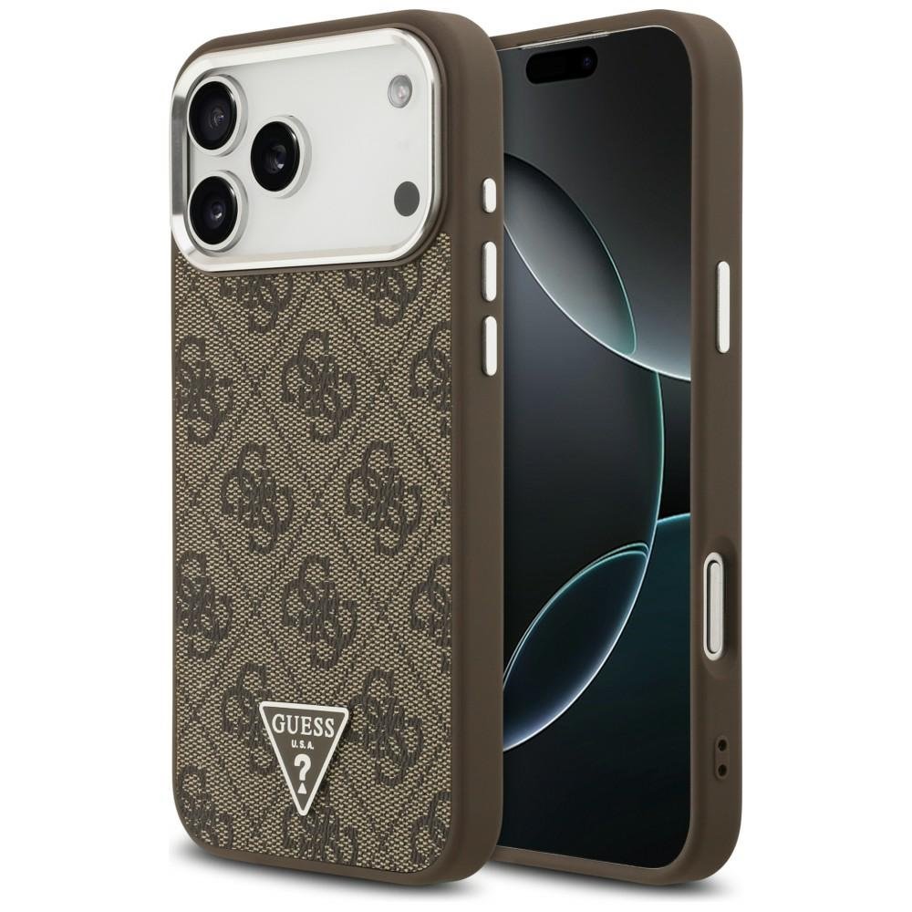 Guess 4G trīsstūra logotipa MagSafe vāciņš iPhone 18 Pro Max / 17 Pro Max, brūns un sudraba krāsā