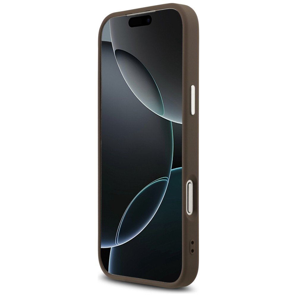 Guess 4G trīsstūra logotipa MagSafe vāciņš iPhone 18 Pro Max / 17 Pro Max, brūns un sudraba krāsā