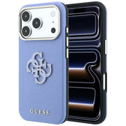 Guess vāciņš ar graudainu tekstūru un lielu logotipu no sveķiem iPhone 18 Pro Max / 17 Pro Max, zils