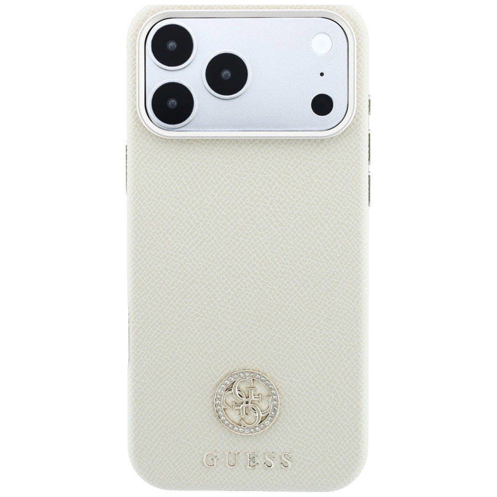 Guess apdarināts apaļais Strass logotipa MagSafe futrālis iPhone 18 Pro Max / 17 Pro Max, smilškrāsā