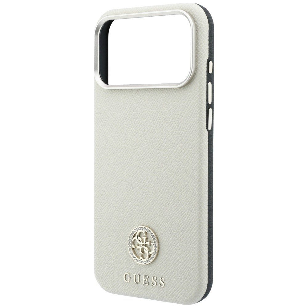 Guess apdarināts apaļais Strass logotipa MagSafe futrālis iPhone 18 Pro Max / 17 Pro Max, smilškrāsā