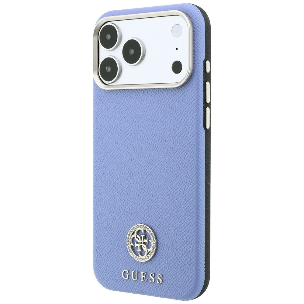 Guess raupjā tekstūras apaļais Strass logotipa MagSafe vāciņš iPhone 18 Pro Max / 17 Pro Max, zils