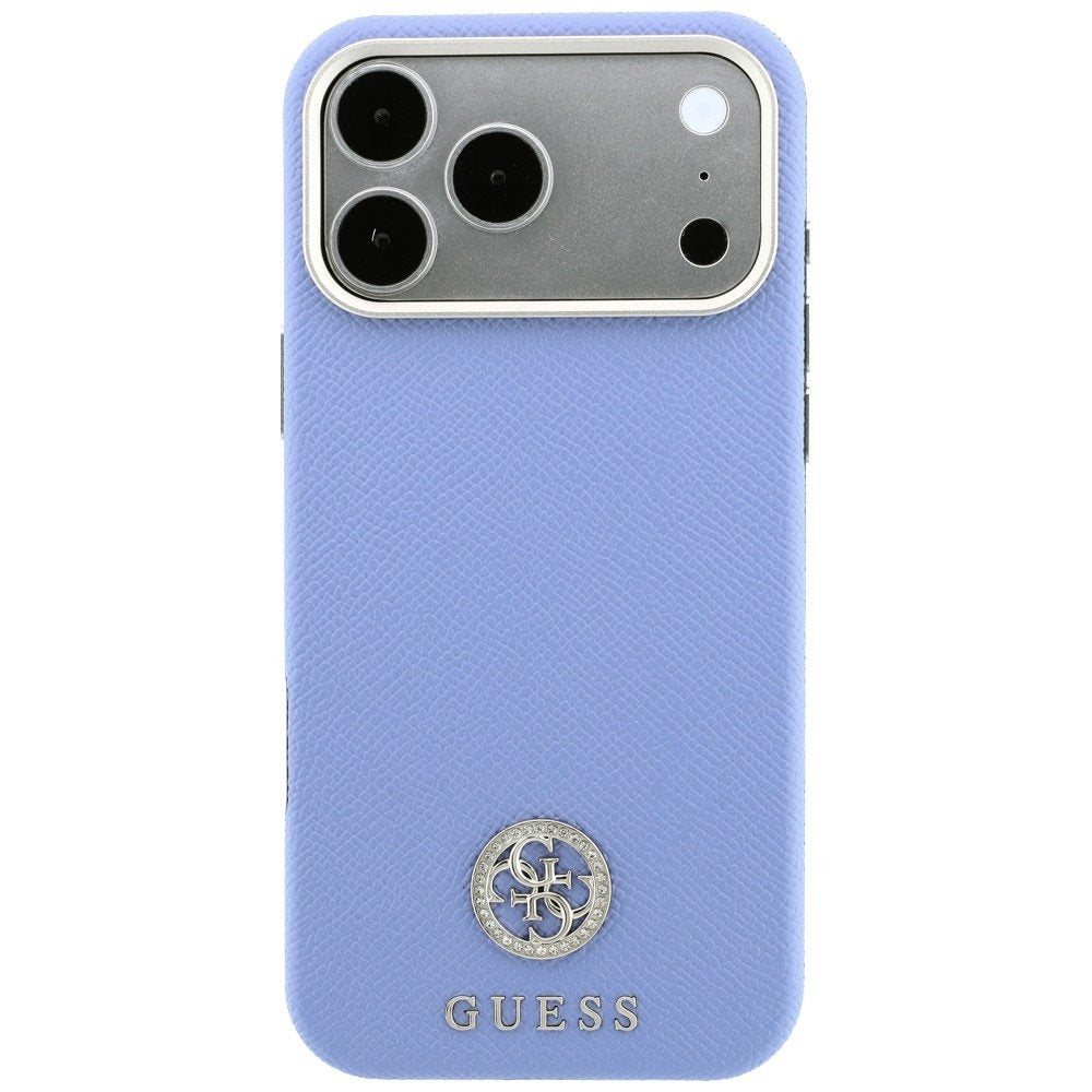 Guess raupjā tekstūras apaļais Strass logotipa MagSafe vāciņš iPhone 18 Pro Max / 17 Pro Max, zils