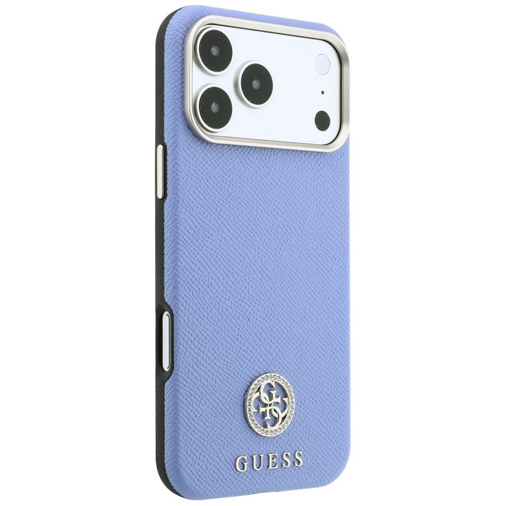 Guess raupjā tekstūras apaļais Strass logotipa MagSafe vāciņš iPhone 18 Pro Max / 17 Pro Max, zils