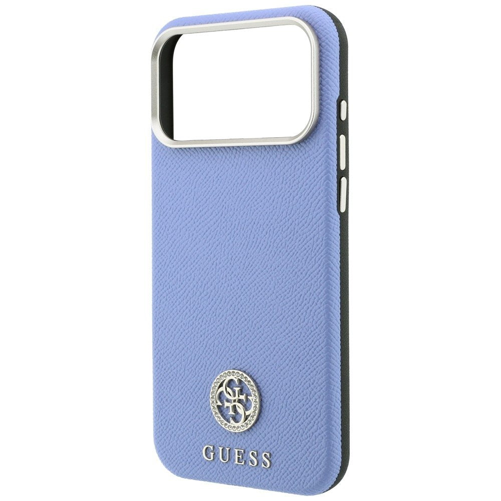 Guess raupjā tekstūras apaļais Strass logotipa MagSafe vāciņš iPhone 18 Pro Max / 17 Pro Max, zils