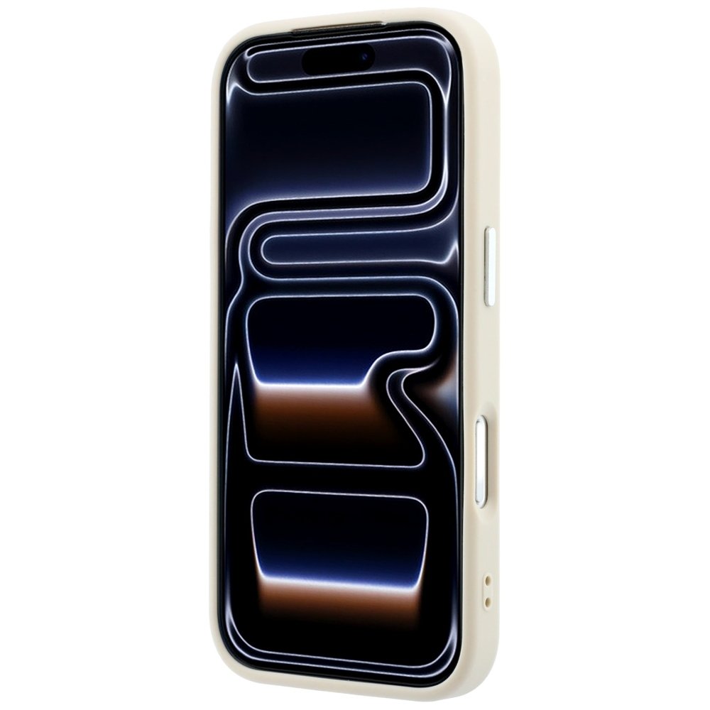 Guess teksturēts trīsstūra logotipa MagSafe vāciņš iPhone 18 Pro / 17 Pro, smilškrāsā