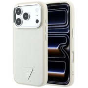 Guess teksturēts trīsstūra logotipa MagSafe vāciņš iPhone 18 Pro Max / 17 Pro Max, smilškrāsā
