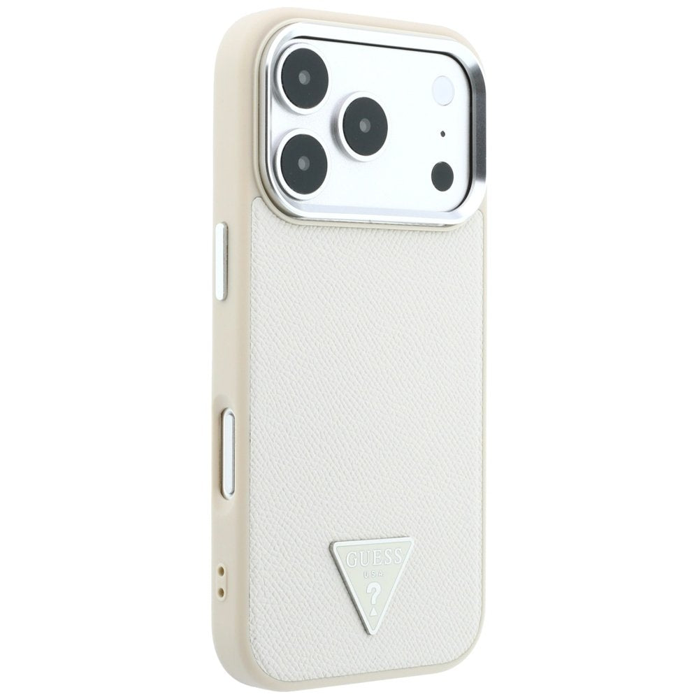 Guess teksturēts trīsstūra logotipa MagSafe vāciņš iPhone 18 Pro Max / 17 Pro Max, smilškrāsā