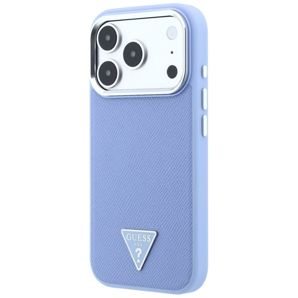 Guess teksturēts trīsstūra logotipa MagSafe vāciņš iPhone 18 Pro Max / 17 Pro Max, zils