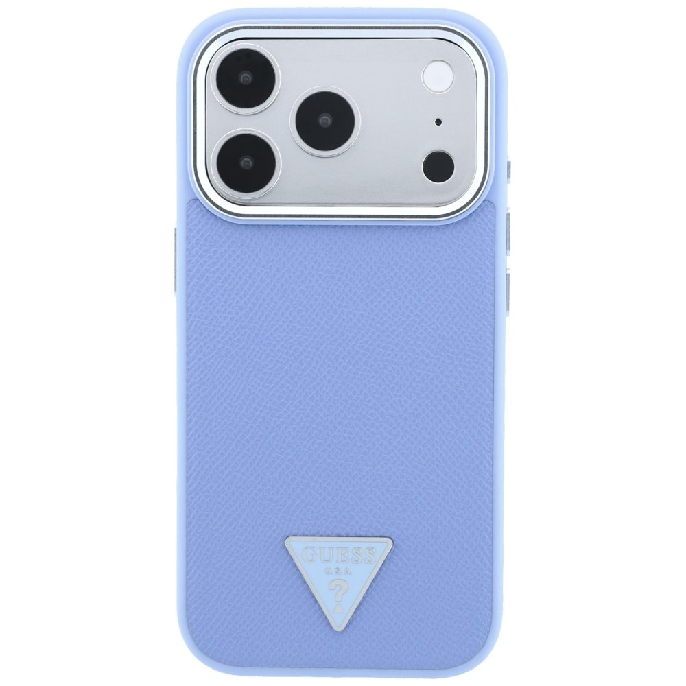 Guess teksturēts trīsstūra logotipa MagSafe vāciņš iPhone 18 Pro Max / 17 Pro Max, zils