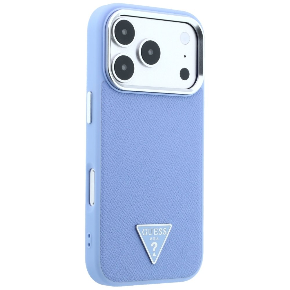 Guess teksturēts trīsstūra logotipa MagSafe vāciņš iPhone 18 Pro Max / 17 Pro Max, zils
