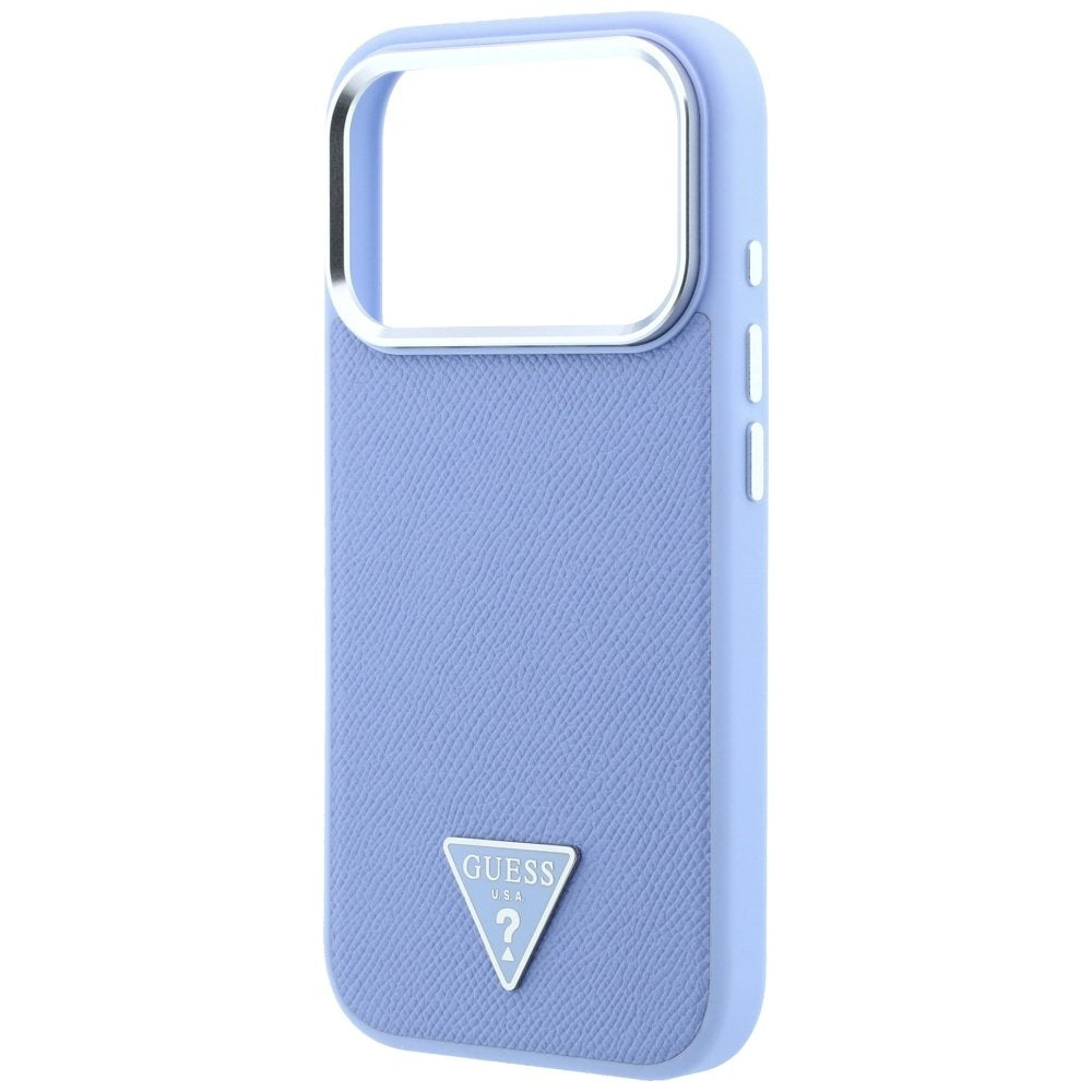 Guess teksturēts trīsstūra logotipa MagSafe vāciņš iPhone 18 Pro Max / 17 Pro Max, zils