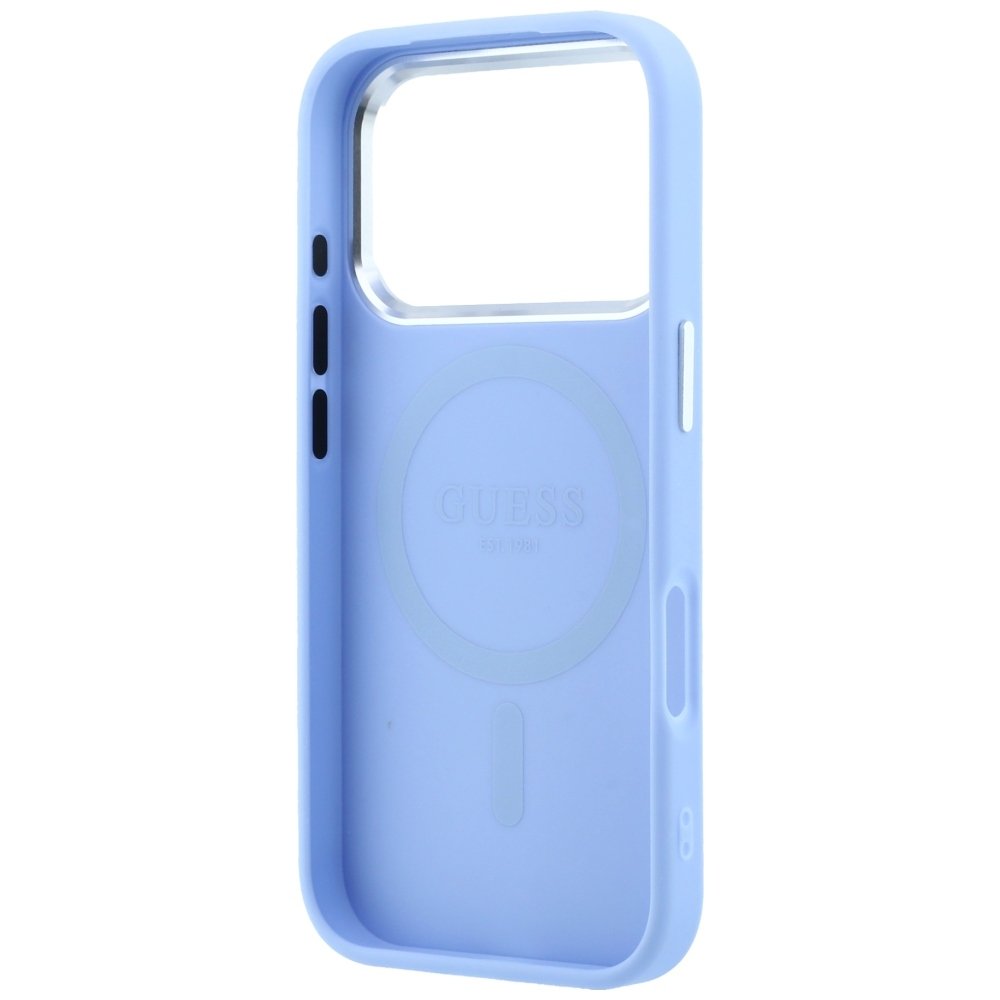 Guess teksturēts trīsstūra logotipa MagSafe vāciņš iPhone 18 Pro Max / 17 Pro Max, zils
