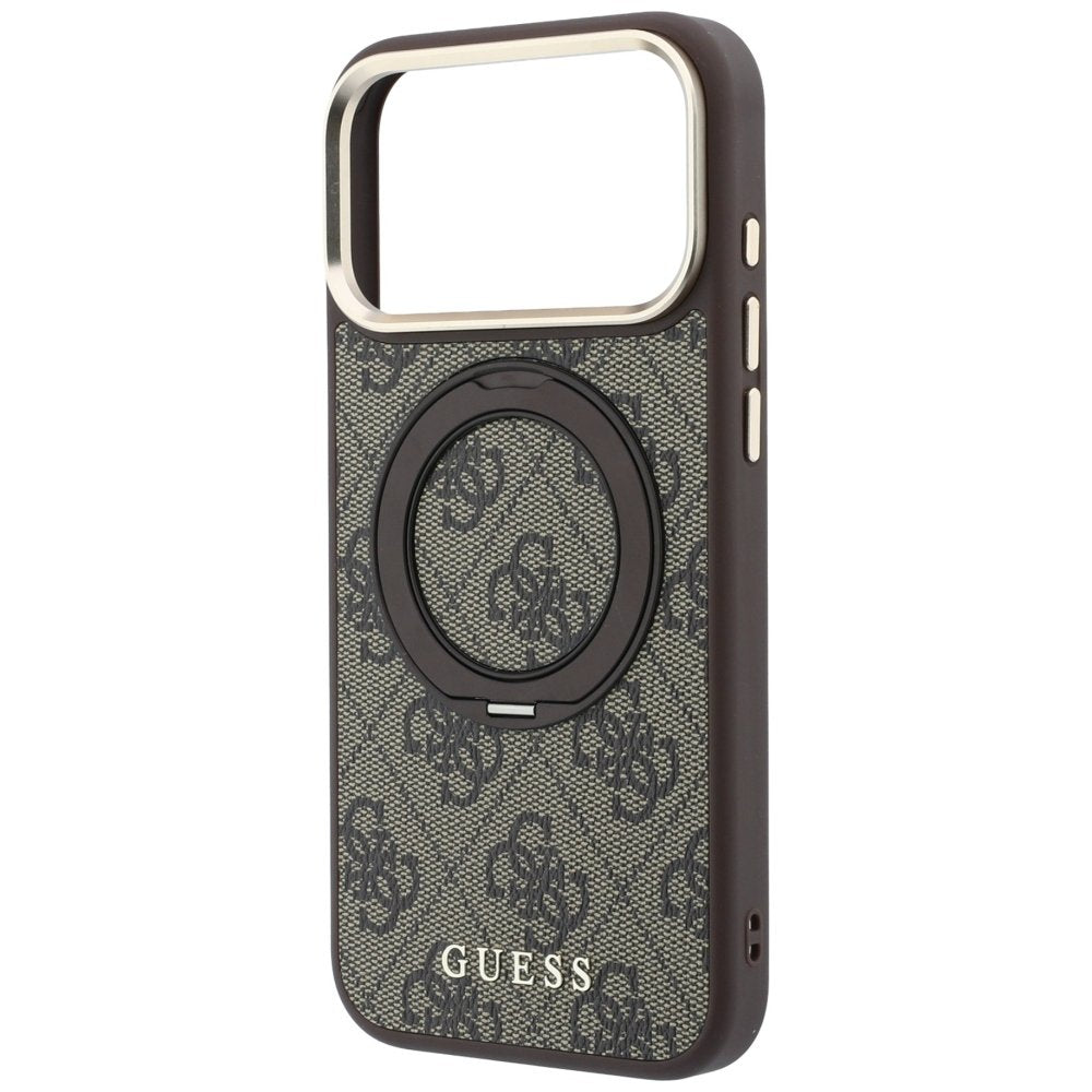 Guess Ring Stand 360 4G Classic Logo MagSafe vāciņš iPhone 18 Pro / 17 Pro, brūns