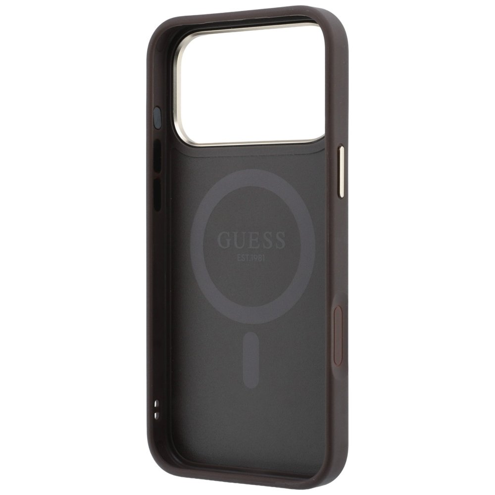 Guess Ring Stand 360 4G Classic Logo MagSafe vāciņš iPhone 18 Pro / 17 Pro, brūns