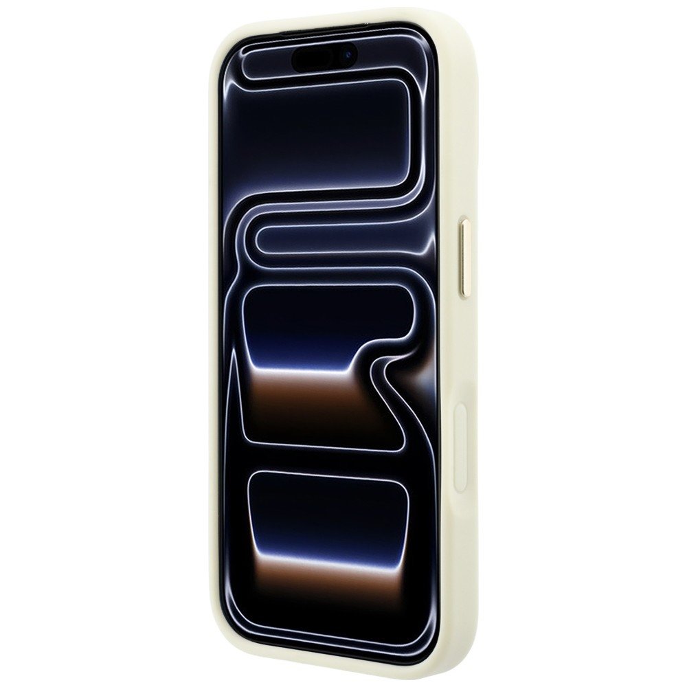 Guess gredzenveida statīvs 360 ar graudainu tekstūru un klasisko logotipu, MagSafe vāciņš iPhone 18 Pro Max / 17 Pro Max, smilškrāsā