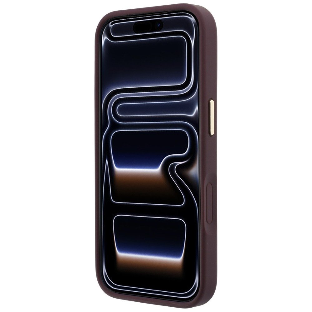Guess Ring Stand 360 teksturēts klasiskais Logo MagSafe vāciņš iPhone 18 Pro Max / 17 Pro Max, bordo krāsā