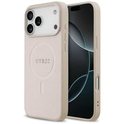Guess Saffiano Classic Logo MagSafe vāciņš iPhone 18 Pro Max / iPhone 17 Pro Max, rozā krāsā