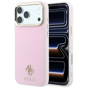Guess Saffiano Small 4G un Classic Logo MagSafe vāciņš iPhone 18 Pro Max / 17 Pro Max, rozā krāsā