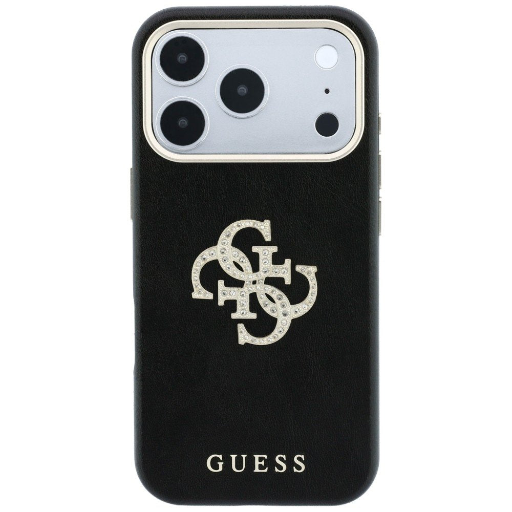 Guess Smooth & Big Strass Logo vāciņš iPhone 18 Pro / 17 Pro, melns