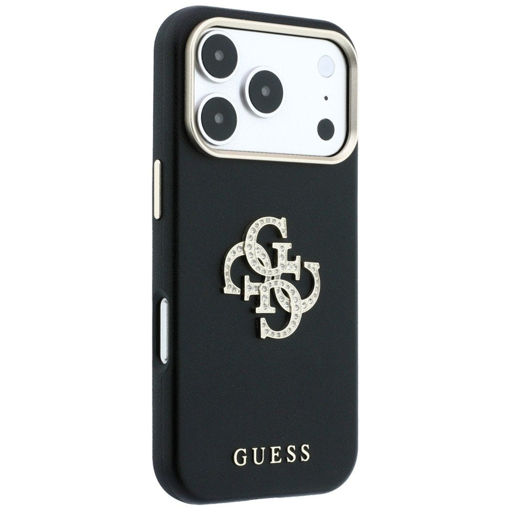 Guess Smooth & Big Strass Logo vāciņš iPhone 18 Pro / 17 Pro, melns