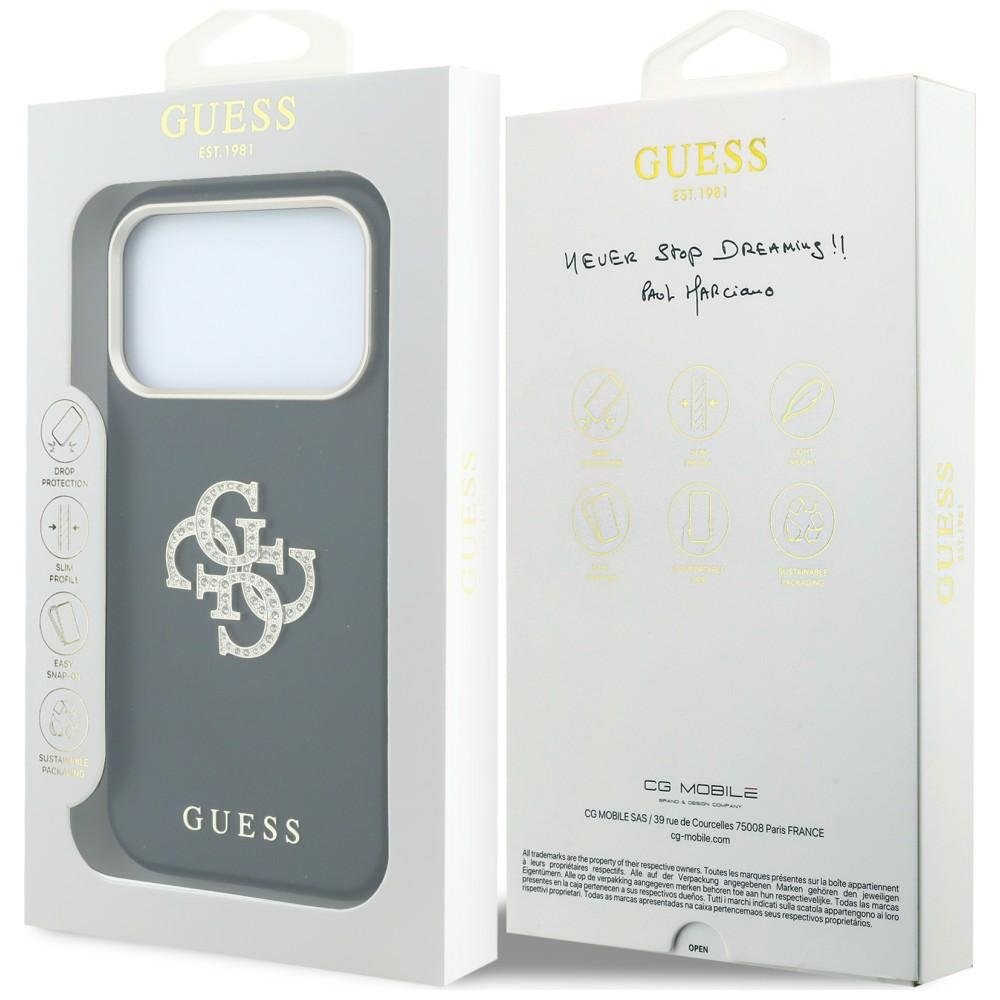 Guess Smooth & Big Strass Logo vāciņš iPhone 18 Pro / 17 Pro, melns
