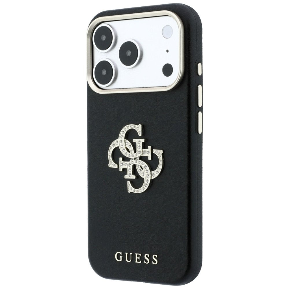 Guess Smooth & Big Strass Logo vāciņš iPhone 18 Pro Max / 17 Pro Max, melns