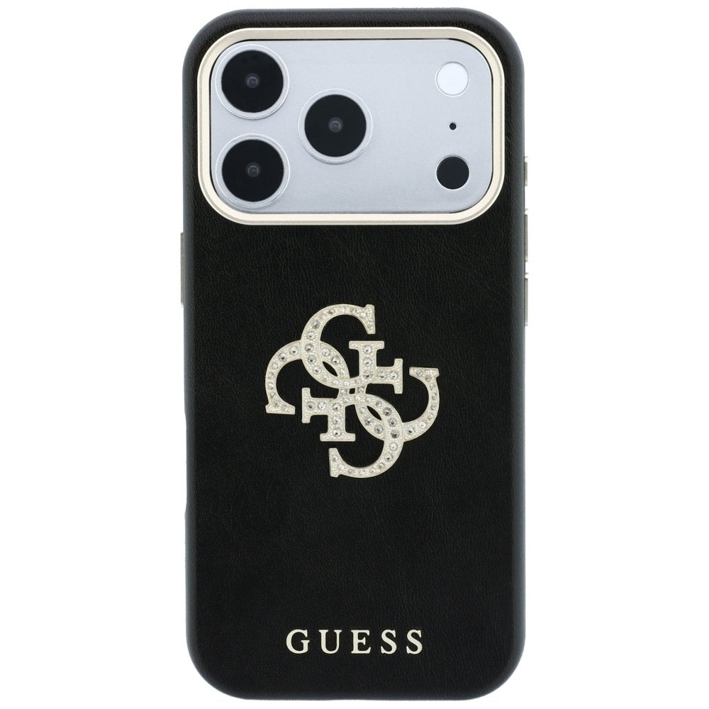 Guess Smooth & Big Strass Logo vāciņš iPhone 18 Pro Max / 17 Pro Max, melns