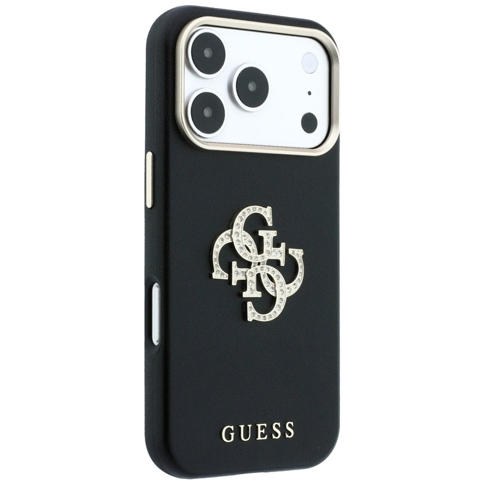 Guess Smooth & Big Strass Logo vāciņš iPhone 18 Pro Max / 17 Pro Max, melns