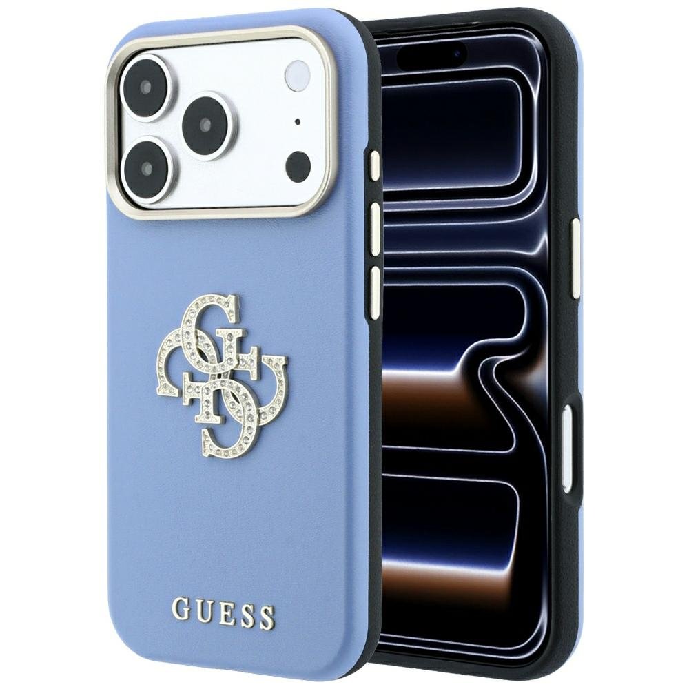 Guess Smooth & Big Strass Logo vāciņš iPhone 18 Pro Max / 17 Pro Max, zils