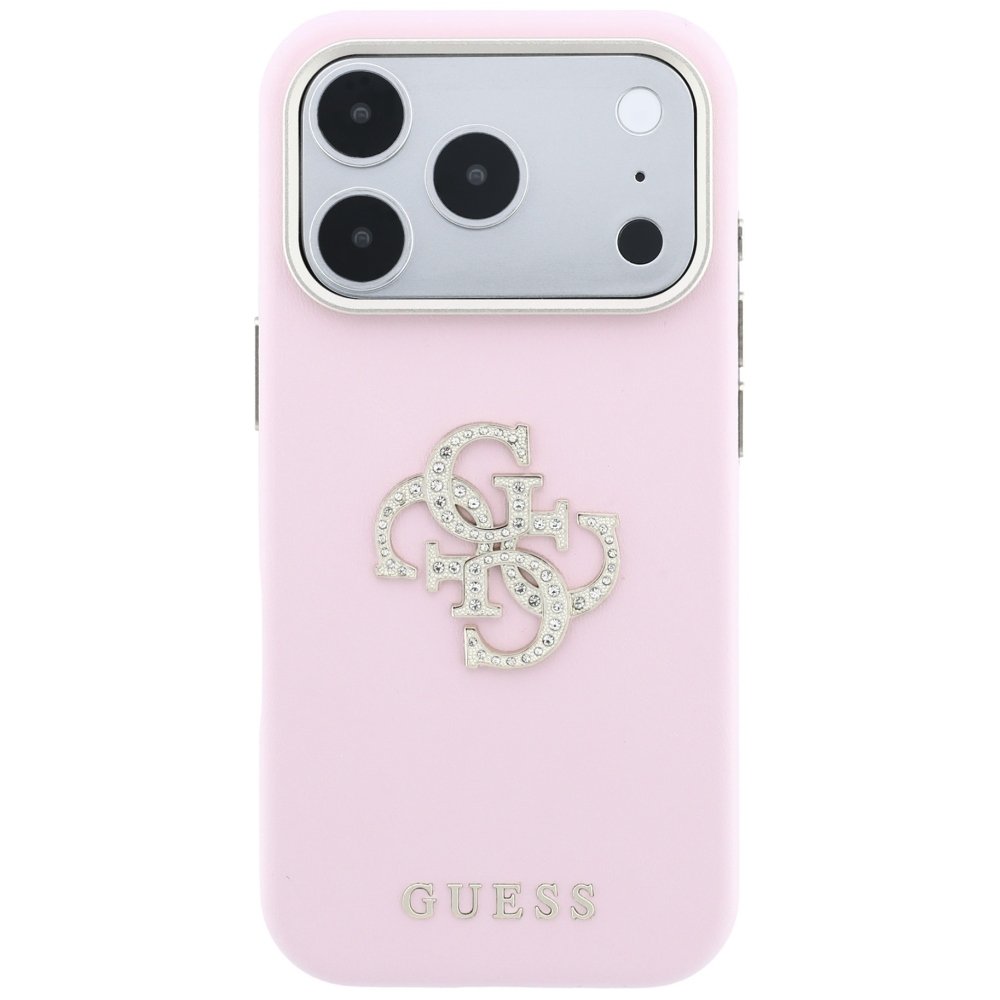 Guess Smooth & Big Strass Logo vāciņš iPhone 18 Pro Max / 17 Pro Max, rozā krāsā